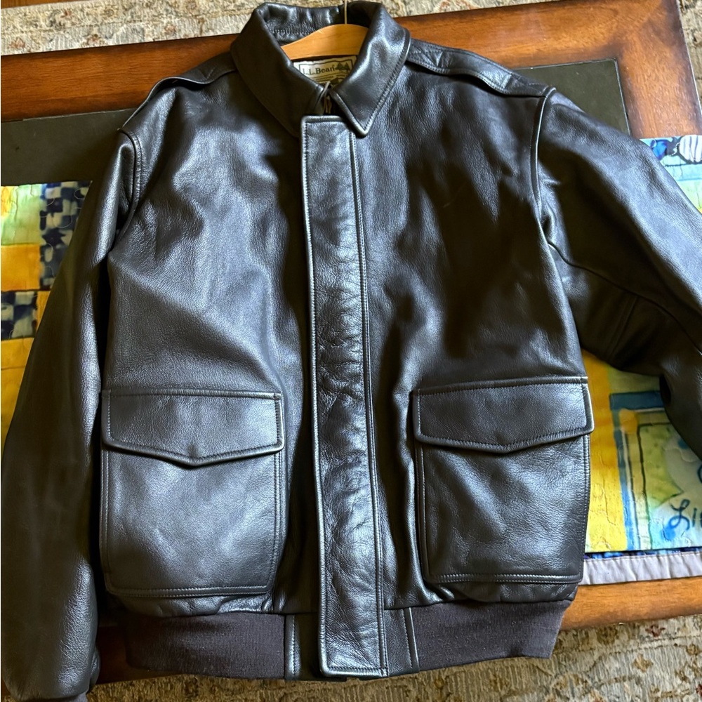 L.L. Bean Brown Leather Bomber Jacket